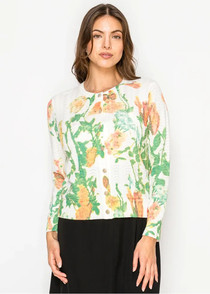 Soft Garden Floral Button Cardigan