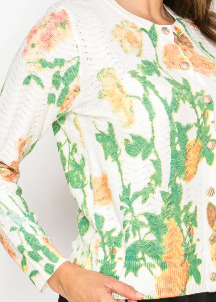 Soft Garden Floral Button Cardigan