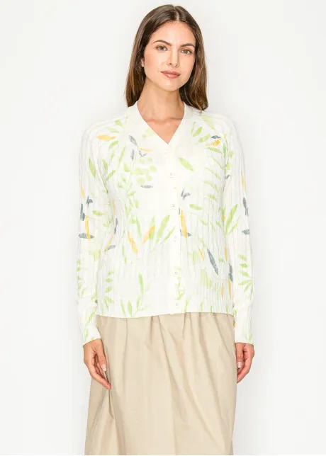 White Floral Knit Modest Cardigan