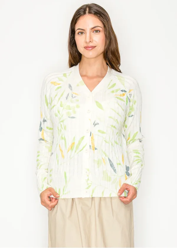 White Floral Knit Modest Cardigan