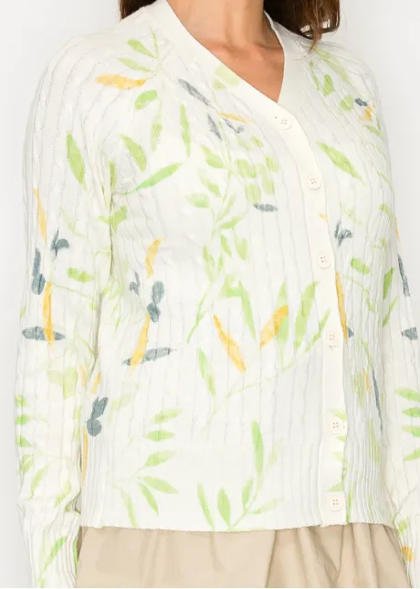 White Floral Knit Modest Cardigan