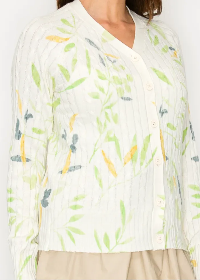 White Floral Knit Modest Cardigan