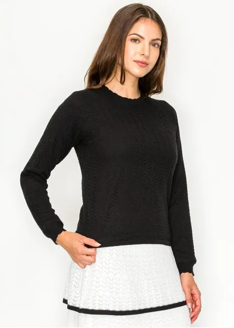 Black Chevron Texture Sweater