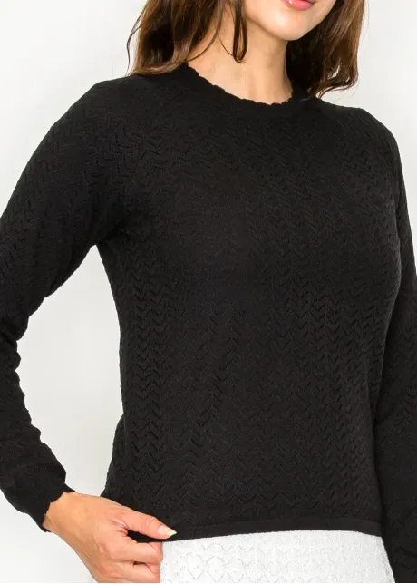 Black Chevron Texture Sweater