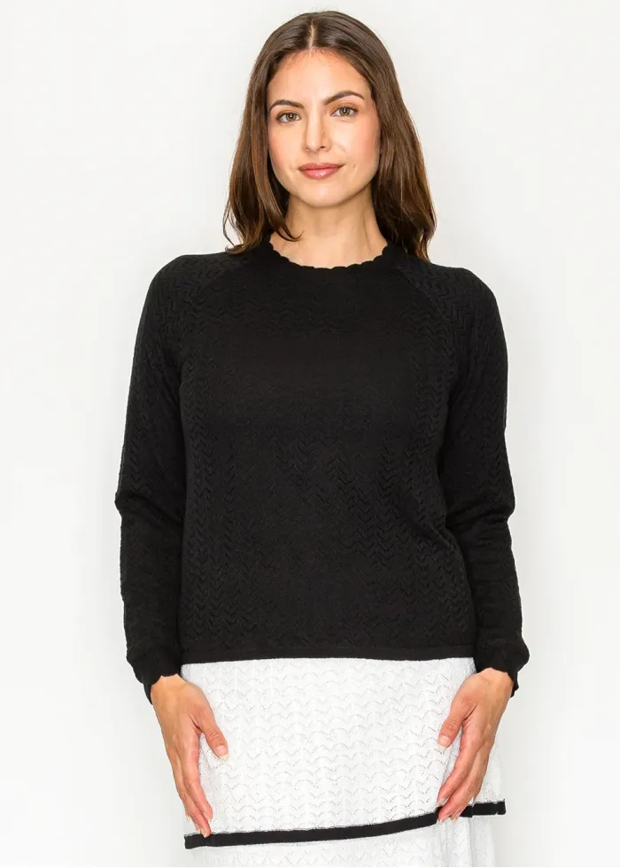 Black Chevron Texture Sweater