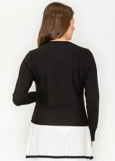 Black Twist Front Long Sleeve Knit Top