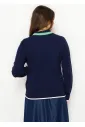 Navy Polo Collar Knit Sweater