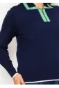 Navy Polo Collar Knit Sweater