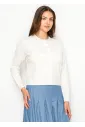 White Cardigan with Tonal Floral Embroidery