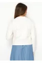White Cardigan with Tonal Floral Embroidery