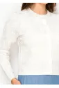 White Cardigan with Tonal Floral Embroidery