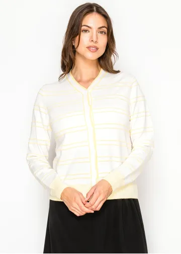 Light Yellow Stripe Button Cardigan