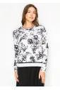 Black and White Floral Knit Sweater