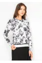 Black and White Floral Knit Sweater