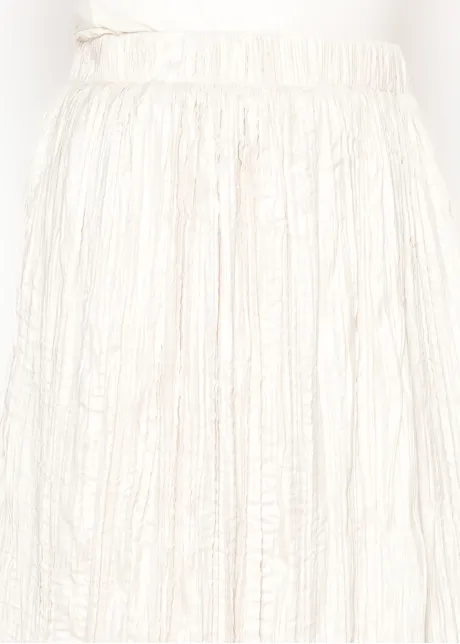 Cream Crinkle Midi Skirt, Elasticated Waist
