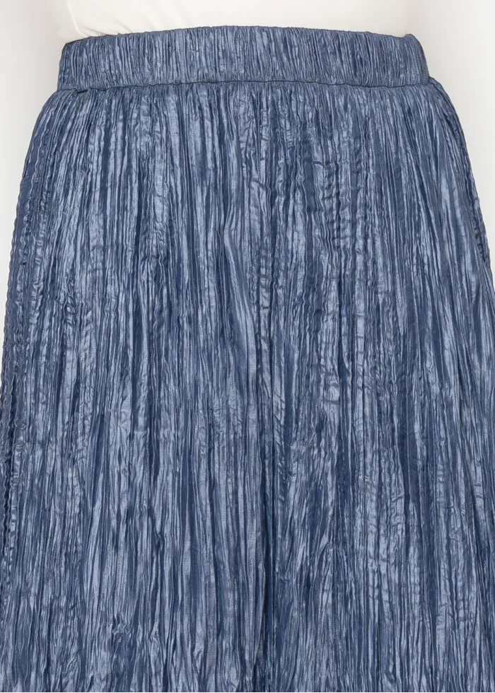 A-Line Crinkle Midi Skirt in Navy
