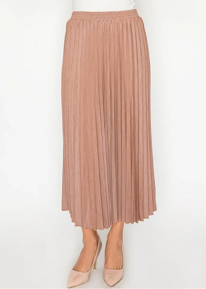 Lightweight Stretch Rust Pleated Skirt