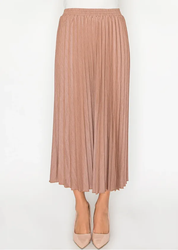 Lightweight Stretch Rust Pleated Skirt
