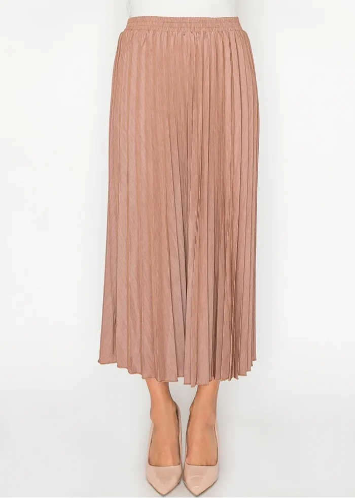 Lightweight Stretch Rust Pleated Skirt