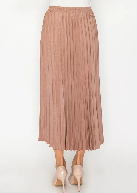 Lightweight Stretch Rust Pleated Skirt