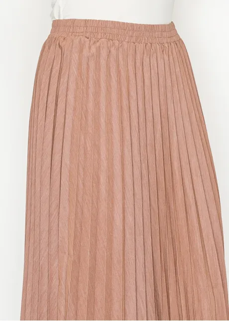 Lightweight Stretch Rust Pleated Skirt