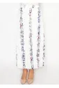 White Floral Stripe Pleated Skirt