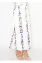 White Floral Stripe Pleated Skirt