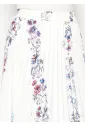 White Floral Stripe Pleated Skirt