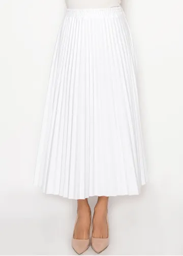 Snow White Pleated A-Line Skirt