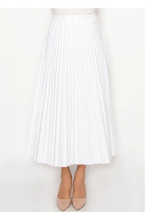 Snow White Pleated A-Line Skirt