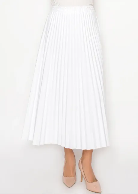 Snow White Pleated A-Line Skirt