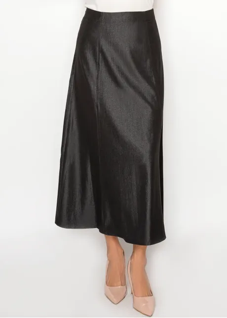 Deep Black Denim A-Line Skirt