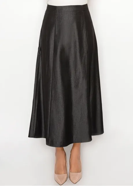 Deep Black Denim A-Line Skirt