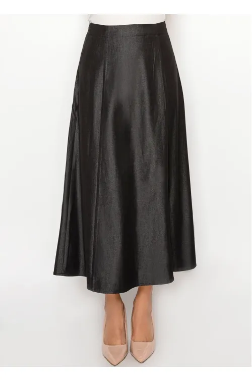 Deep Black Denim A-Line Skirt