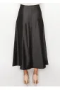 Deep Black Denim A-Line Skirt
