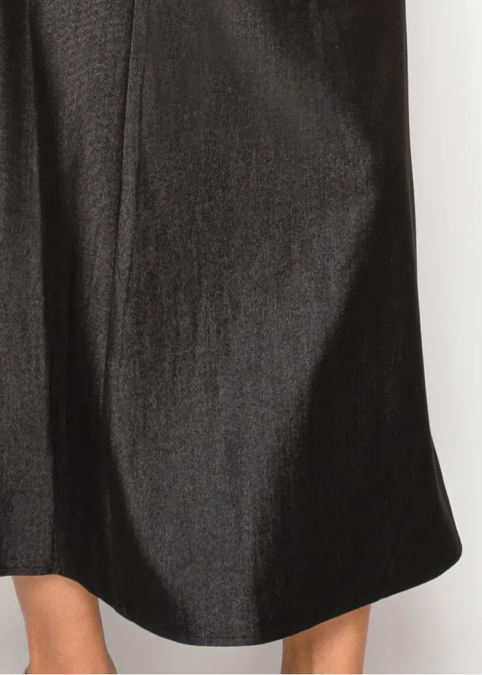 Deep Black Denim A-Line Skirt