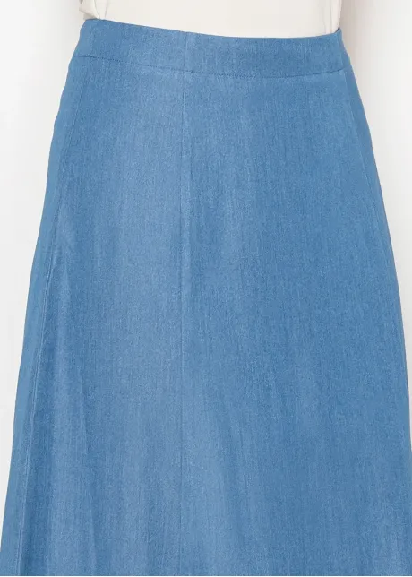 A-Line Midi Skirt in Blue Soft Denim