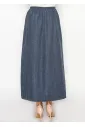 Navy Chambray Maxi Skirt with Elasticated Waist