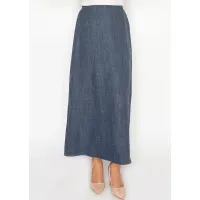 Navy Chambray Maxi Skirt with Elasticated Waist
