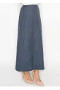 Navy Chambray Maxi Skirt with Elasticated Waist