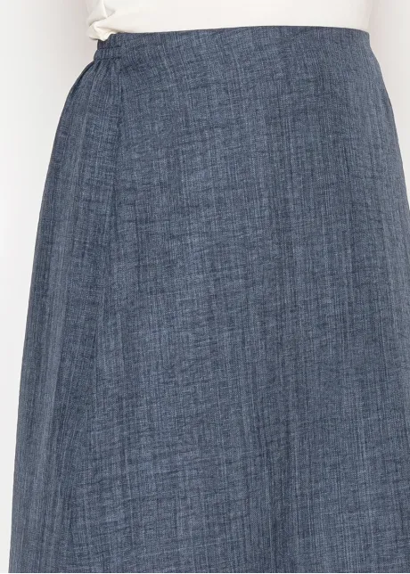 Navy Chambray Maxi Skirt with Elasticated Waist