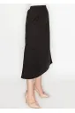 Black Cotton A-Line Midi Skirt