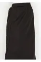 Black Cotton A-Line Midi Skirt