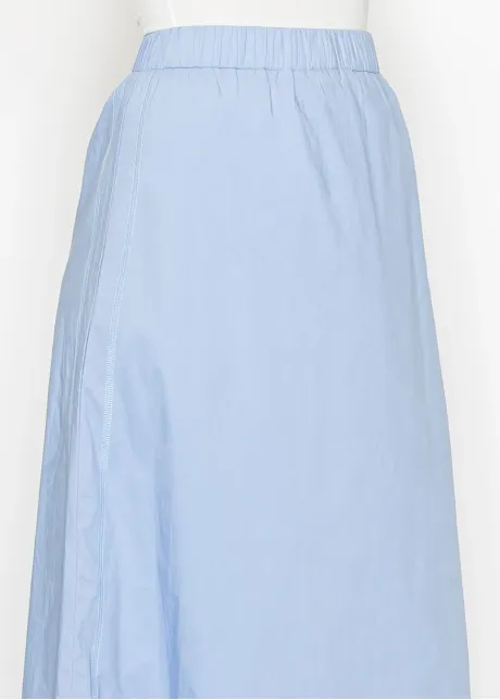 A-Line Midi Skirt in Sky Blue Cotton