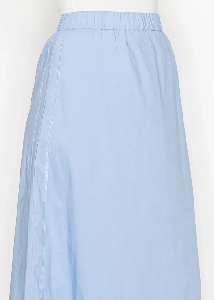 A-Line Midi Skirt in Sky Blue Cotton