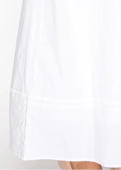 White Cotton Maxi Skirt with Elastic Waist