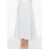 Light Blue Midi Skirt with Button Detail