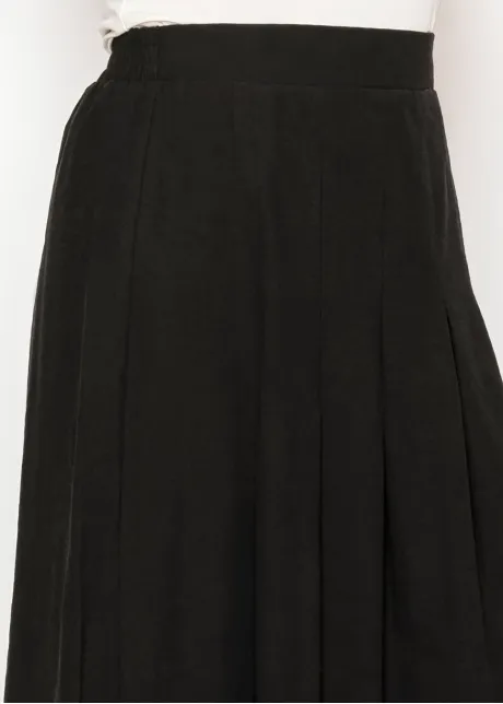 Black A-Line Skirt with Pleated Front