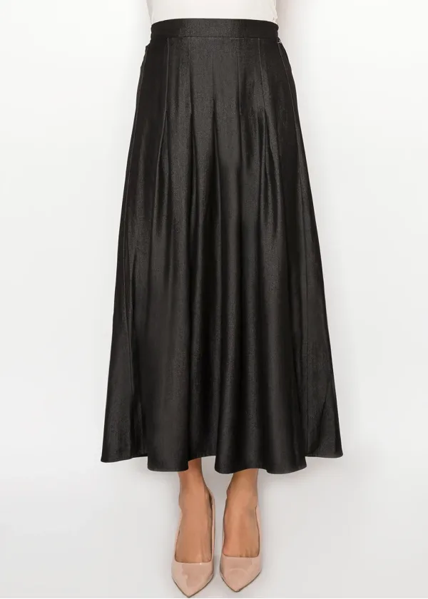 Elegant Denim Black A-Line Skirt