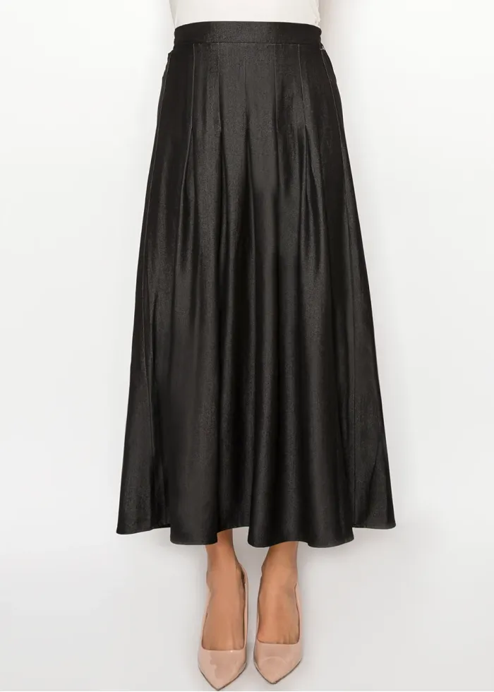Elegant Denim Black A-Line Skirt